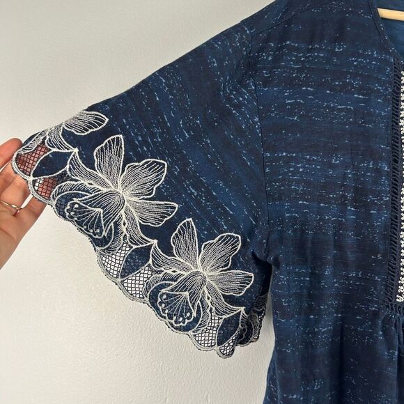 Anthropologie Pilcro Orchid Embroidered Flounce Peplum Top - Picture 6 of 9